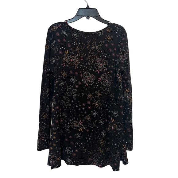 Gudrun Sjoden Black Floral Top Shirt Blouse Women’s S Side Slits - Picture 2 of 6